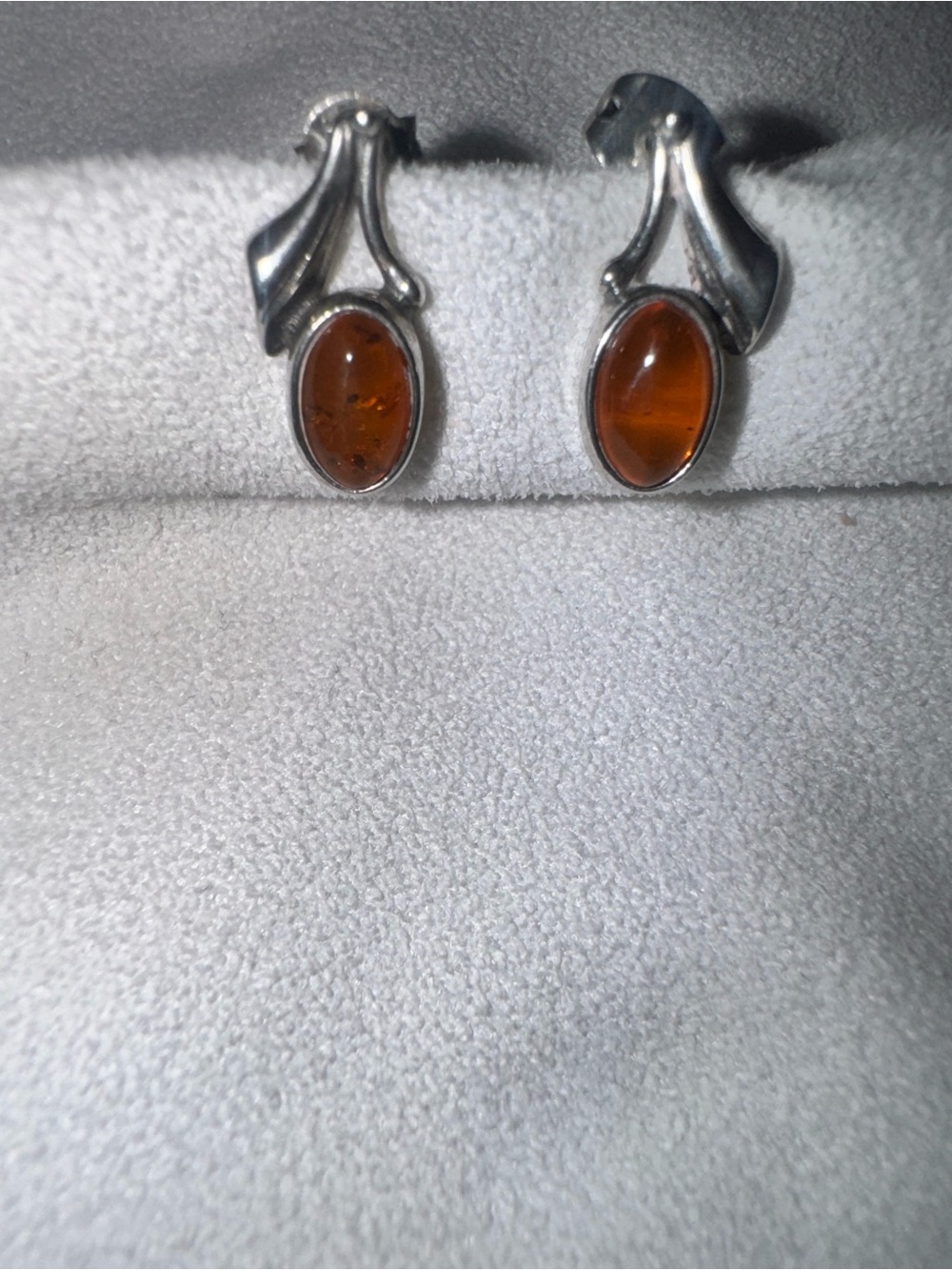 Vintage Baltic Amber & Sterling Silver Stud Earrings